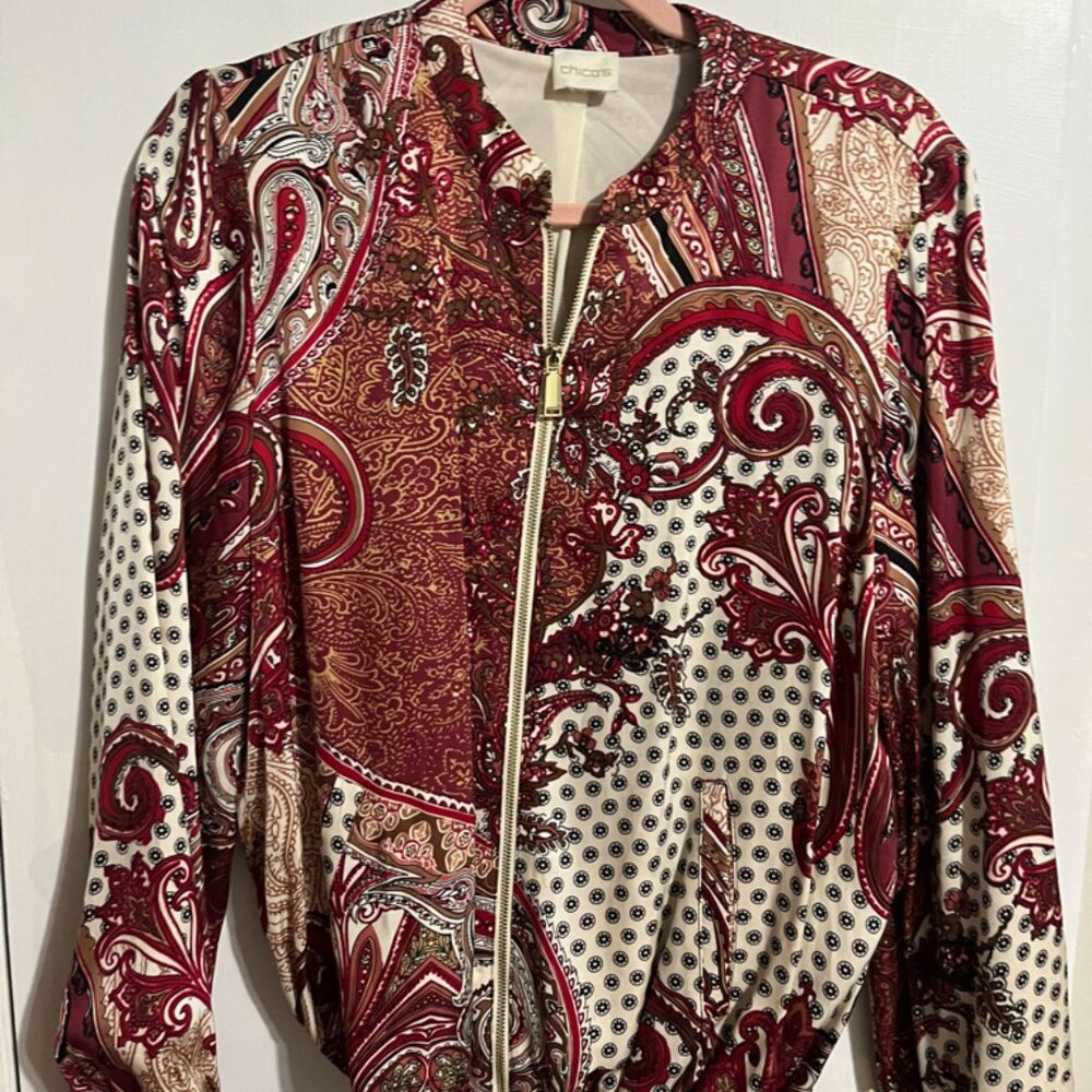 CHICOS NICE DRESSY JACKET SILK FEEL SZ L